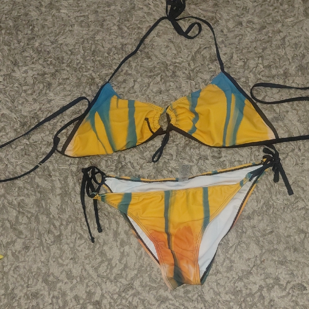 Stylish Yellow and Blue Bikini Set